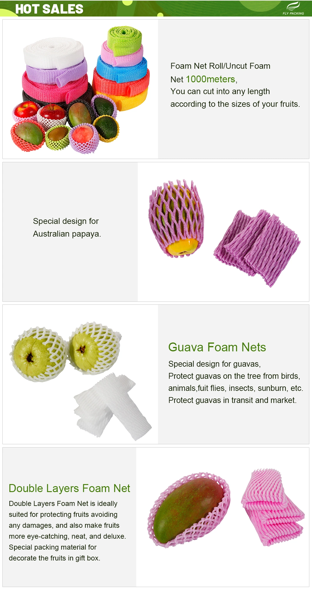 Customizable Color Eco-Friendly Non-Toxic Common Single Layer Foam Net